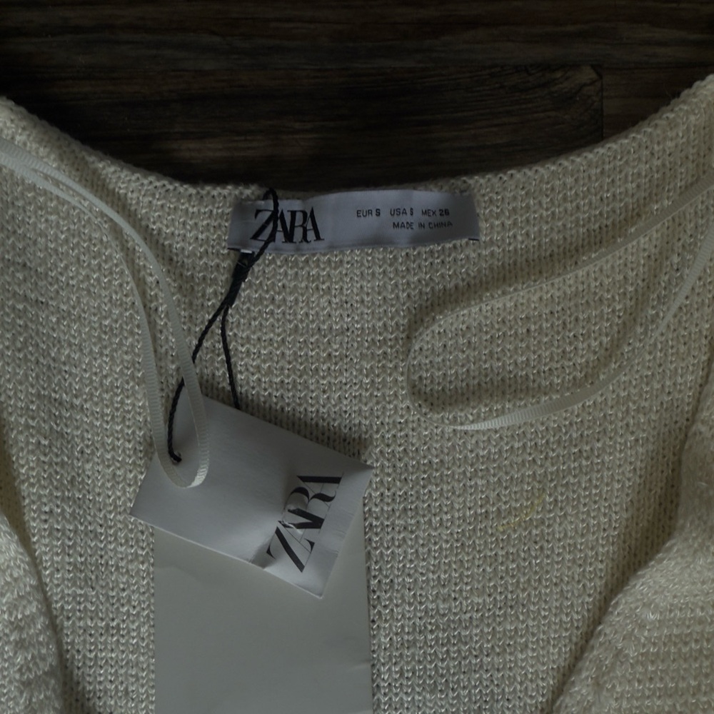 Zara Cream Textured Button Tank Top - Picture 2 of 4